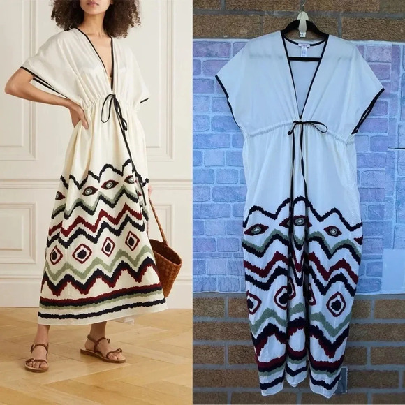 ERES Cigale Drawstring Embroidered Midi Dress s/m - Picture 1 of 16